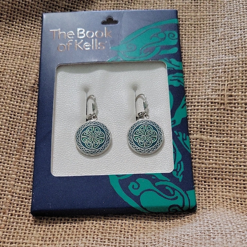 Celtic Knot Silver and Green Earrings